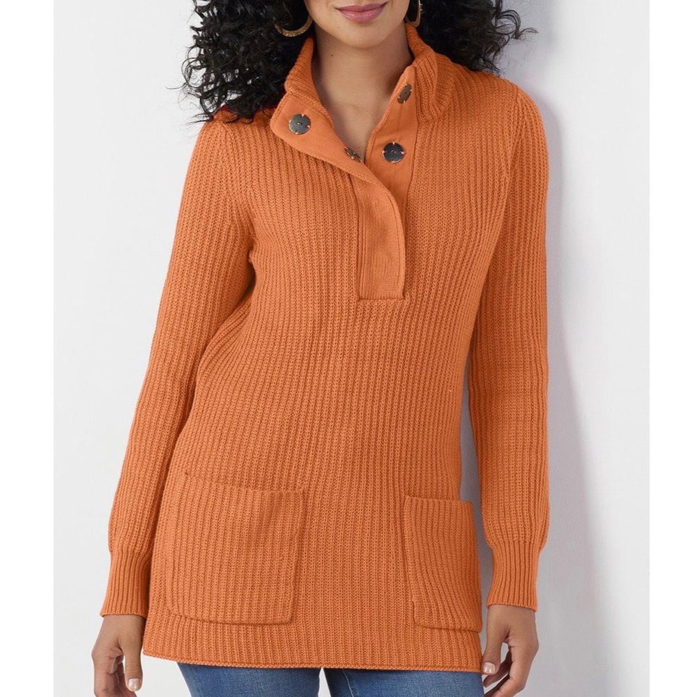 Soft Surroundings Women’s XL Highland Sweater Autumn Leaf Ribbed Pullover